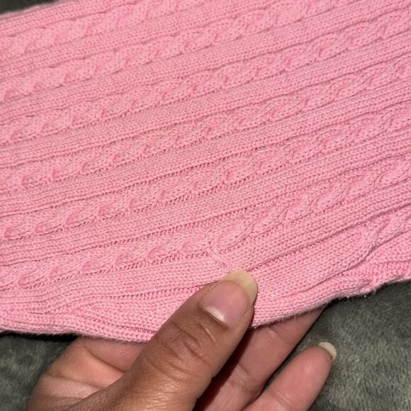 Izod Sweater Women's Large Pink Cable Knitted Long Sleeve V-Neck Preppy Pullover - Picture 6 of 11